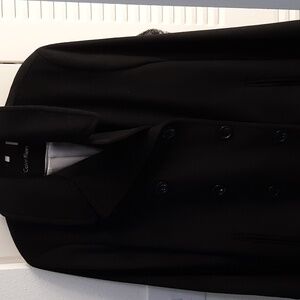 Calvin Klien NWT Black Pea Coat with gray scarf.
